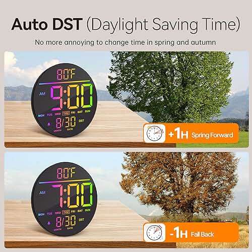 JALL 10" Large Digital Wall Clock with Remote, RGB Color, Big LED Display, Alarm Countdown Timer, DST, Temperature, Decor for Bedroom Living Room Gym Gaming Room, Easy to Read Clock for Seniors - Image 9