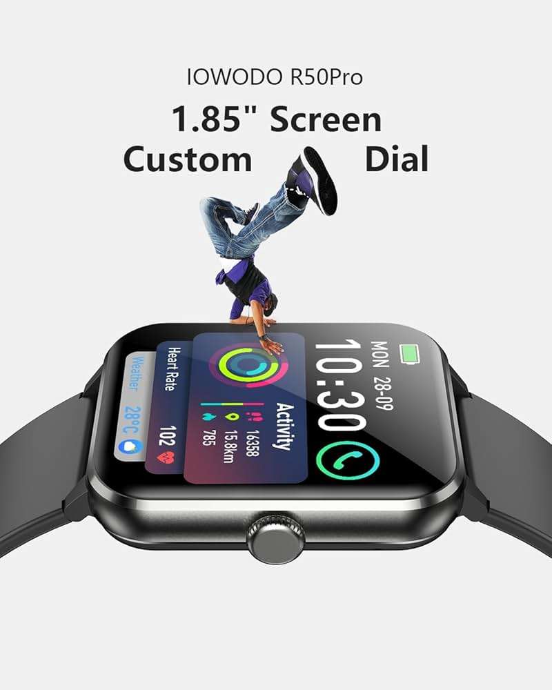 Smart Watch,1.85'' HD Smartwatch for Men Women(Answer/Make Call), Fitness Watch with Heart Rate/Sleep/Spo2/IP68 Waterproof/100+ Sports Modes, Pedometer, Activity Tracker for Android & iOS (2 Straps) - Image 3