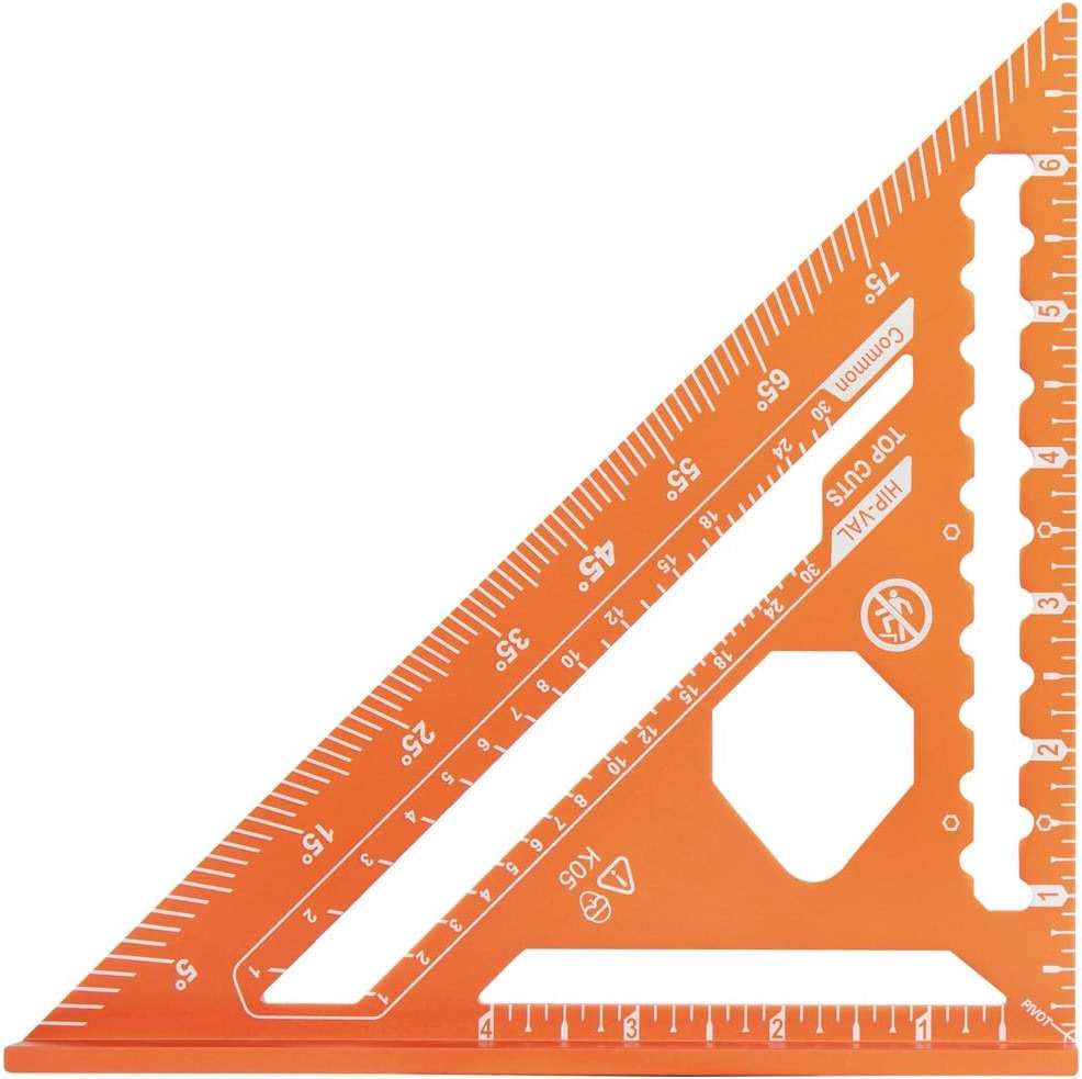 Klein Tools 9357SSQ Rafter Square, 7-Inch, Double Laser Etched Aluminum, Multi-Functional, Carpenter Measuring Layout Tool, Triangle Ruler for Woodworking - Image 11