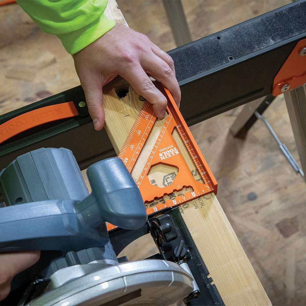 Klein Tools 9357SSQ Rafter Square, 7-Inch, Double Laser Etched Aluminum, Multi-Functional, Carpenter Measuring Layout Tool, Triangle Ruler for Woodworking - Image 8