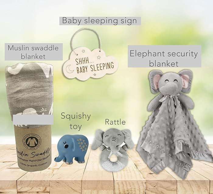 New Baby Boy/Girl Gift Basket (20 Items) for a New mom Elephant Baby Gift Set. Welcome Baby Care Package All w/Newborn Essentials Bundle for Expecting Moms Baby Shower, After Labor Unisex - Image 3