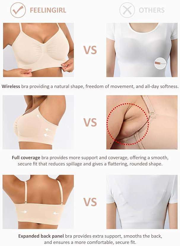 FeelinGirl Bralettes for Women with Support Comfortable Bras No Underwire Seamless Everyday Bras - Image 4