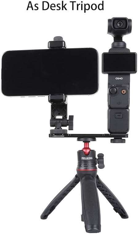 PellKing Osmo Pocket 3 Phone Holder Set Expansion Accessories + Universal Mini Extension Pole Tripod Compatible with DJI OSMO Pocket 3 and Smartphone - Image 5