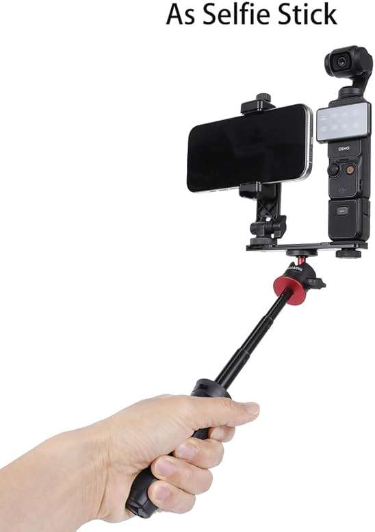 PellKing Osmo Pocket 3 Phone Holder Set Expansion Accessories + Universal Mini Extension Pole Tripod Compatible with DJI OSMO Pocket 3 and Smartphone - Image 6