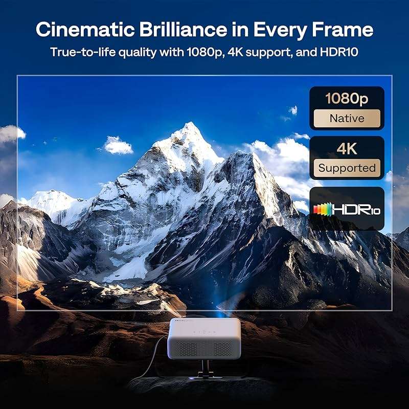 Aurzen EAZZE D1G 4K Supported Google TV Smart Projector with WiFi & Bluetooth, Auto Focus & Keystone, Dolby Audio, Zoom, Movie, Portable Mini Projector for Home & Outdoor Use - Image 3