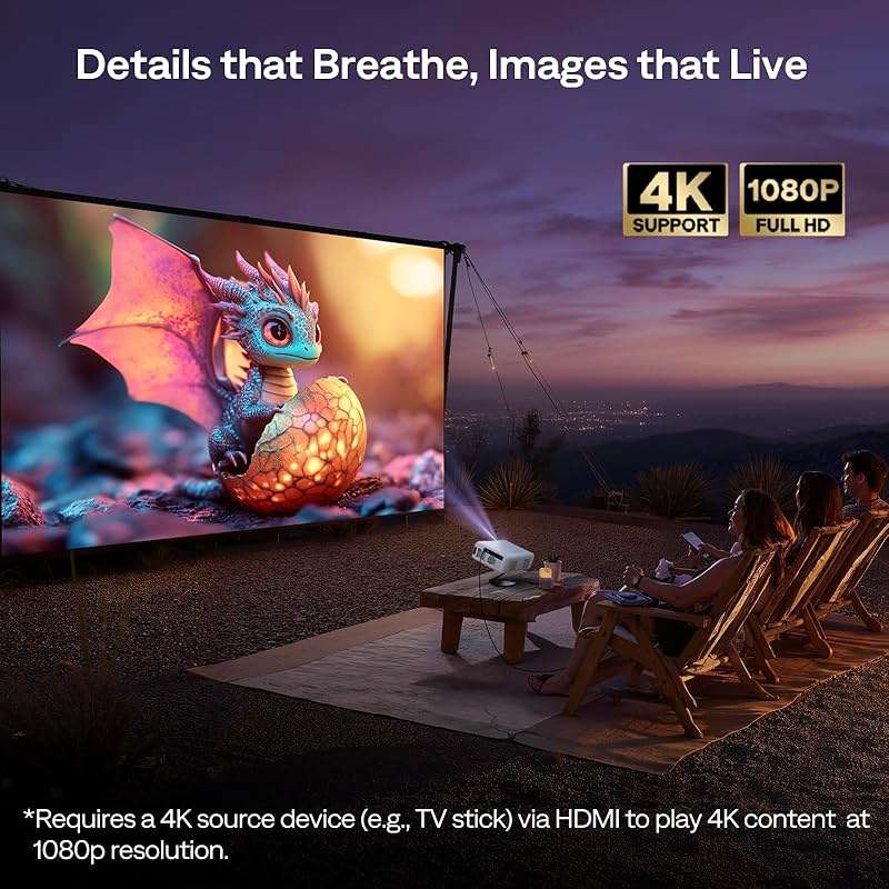 Aurzen EAZZE D1G 4K Supported Google TV Smart Projector with WiFi & Bluetooth, Auto Focus & Keystone, Dolby Audio, Zoom, Movie, Portable Mini Projector for Home & Outdoor Use - Image 5