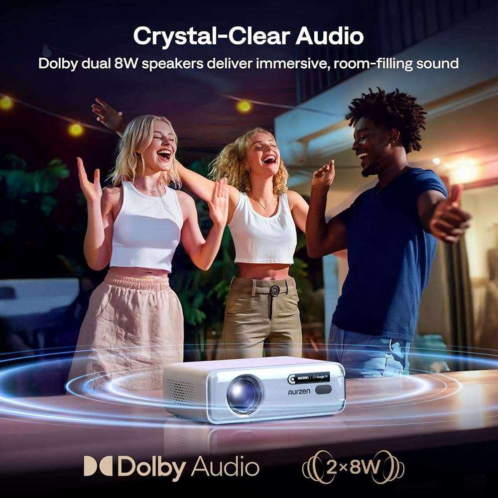 Aurzen EAZZE D1G 4K Supported Google TV Smart Projector with WiFi & Bluetooth, Auto Focus & Keystone, Dolby Audio, Zoom, Movie, Portable Mini Projector for Home & Outdoor Use - Image 6