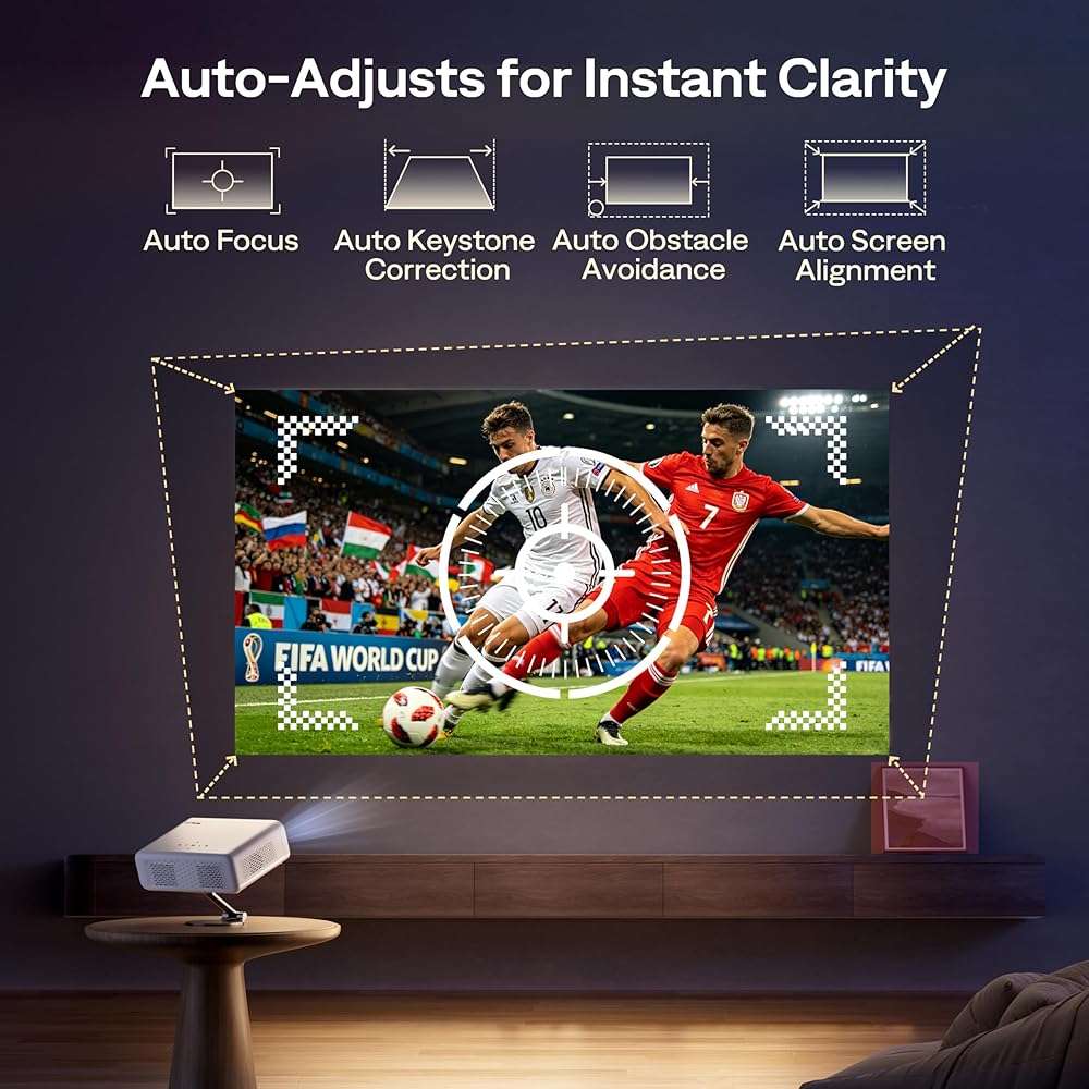 Aurzen EAZZE D1G 4K Supported Google TV Smart Projector with WiFi & Bluetooth, Auto Focus & Keystone, Dolby Audio, Zoom, Movie, Portable Mini Projector for Home & Outdoor Use - Image 7