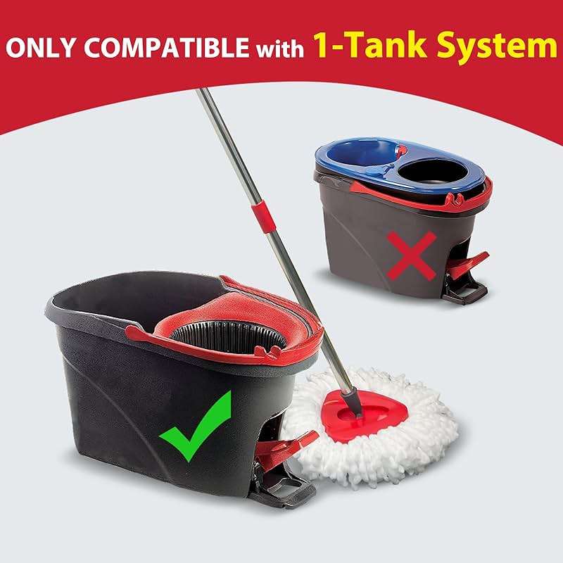 Nuorest Spin Mop Replacement Set for O-Ceda EasyWring 1-Tank System, Includes 2 Microfiber Mop Heads, 1 Adjustable Spin Mop Handle (30"-58"), 1 Spin Base, Floor Cleaning(No Bucket) - Image 2