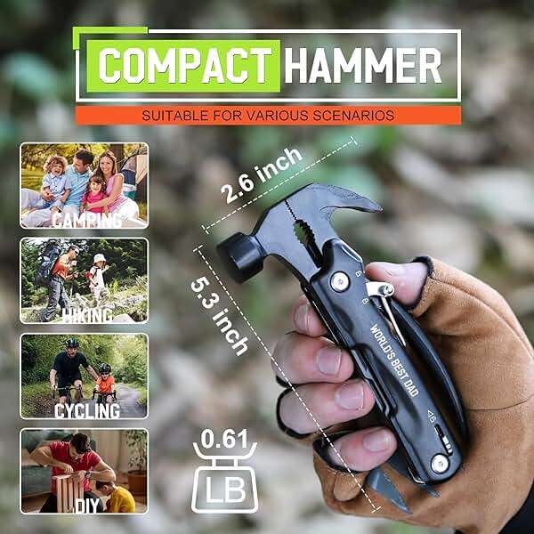 Fathers Day Dad Gifts from Daughter Wife - Gift for Dad, Dads Gift for Fathers Day - Birthday Gift, Christmas Presents for Father, Husband Stepdad, Men - Multitool Hammer from Daughter Son - Image 3