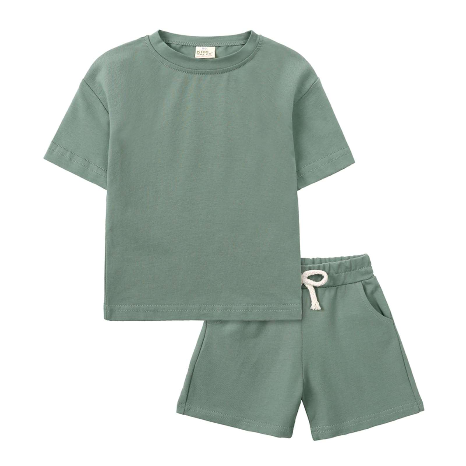 BACKID Toddler Boy Summer Outfits 3T 4T 5T Boys Clothes Kids Solid Shorts Set Cotton 2 Piece Clothing Sets - Image 1