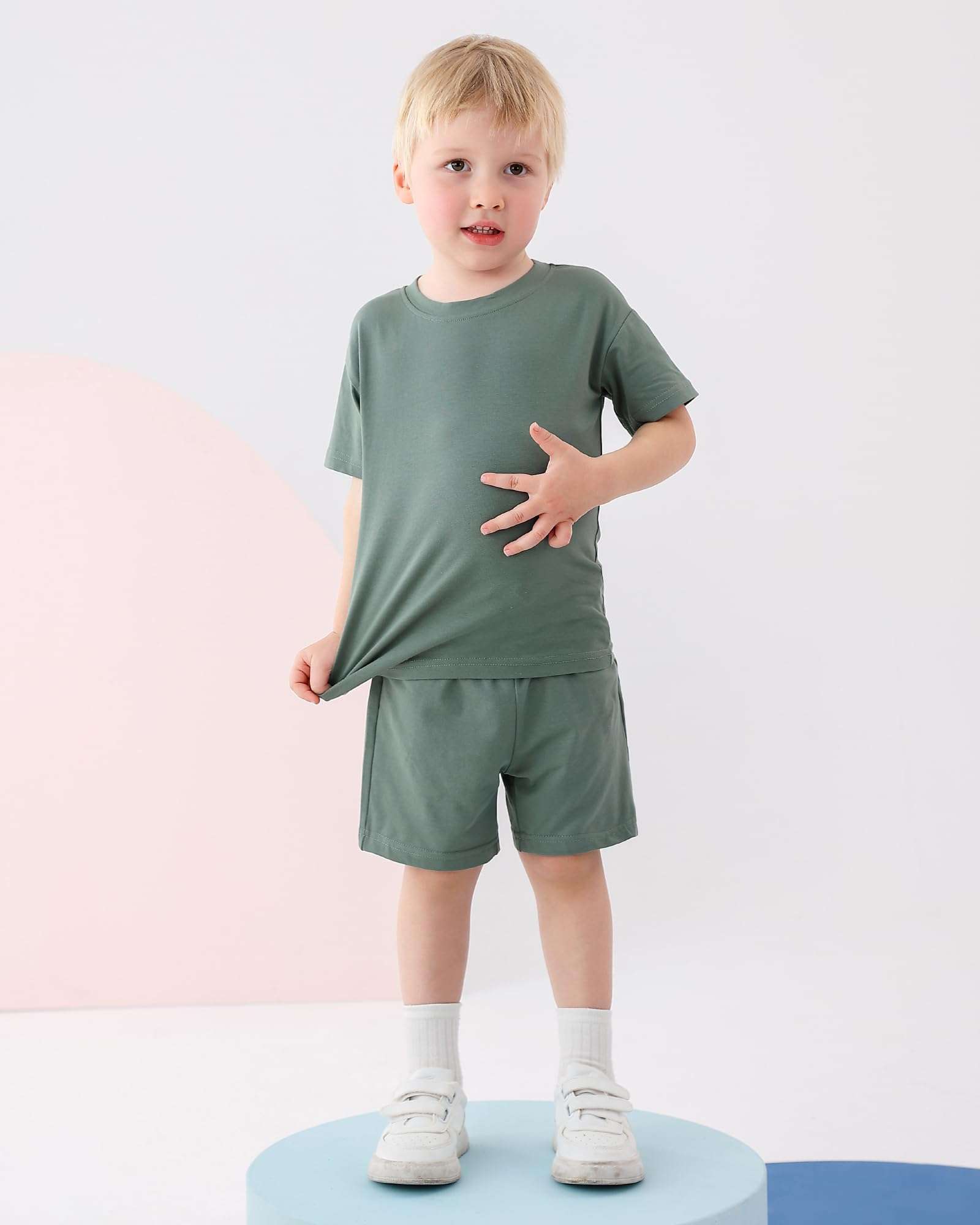 BACKID Toddler Boy Summer Outfits 3T 4T 5T Boys Clothes Kids Solid Shorts Set Cotton 2 Piece Clothing Sets - Image 2