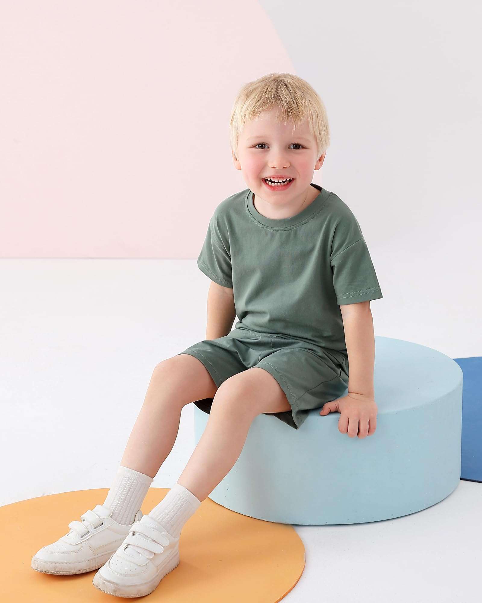 BACKID Toddler Boy Summer Outfits 3T 4T 5T Boys Clothes Kids Solid Shorts Set Cotton 2 Piece Clothing Sets - Image 3