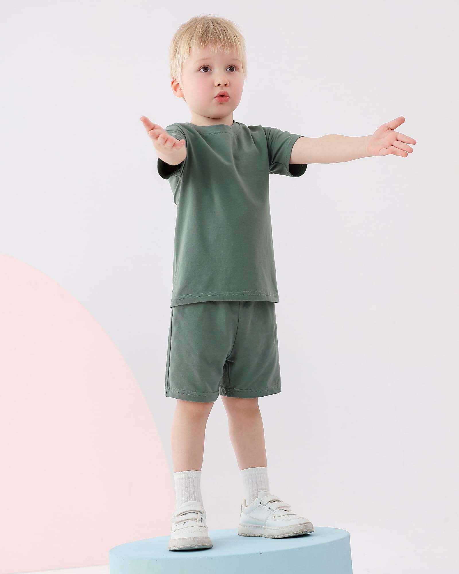 BACKID Toddler Boy Summer Outfits 3T 4T 5T Boys Clothes Kids Solid Shorts Set Cotton 2 Piece Clothing Sets - Image 4