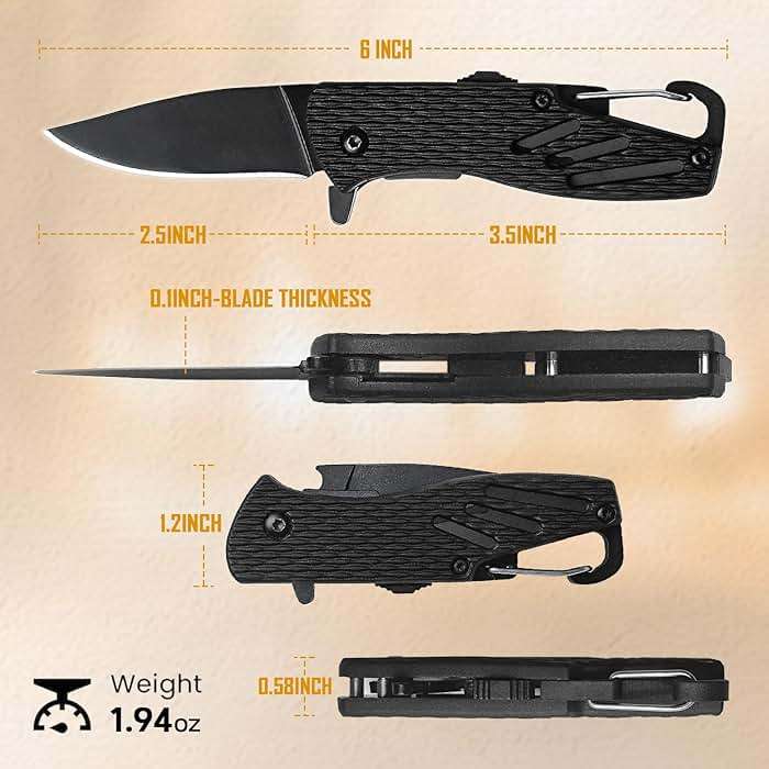 BARRYSAIL Keychain Folding Knife, Small Pocket Knife with Safety Lock, 2.5" Steel Blade, Bottle Opener, Great EDC Tool for Dad Gift (Model 6175P) - Image 2