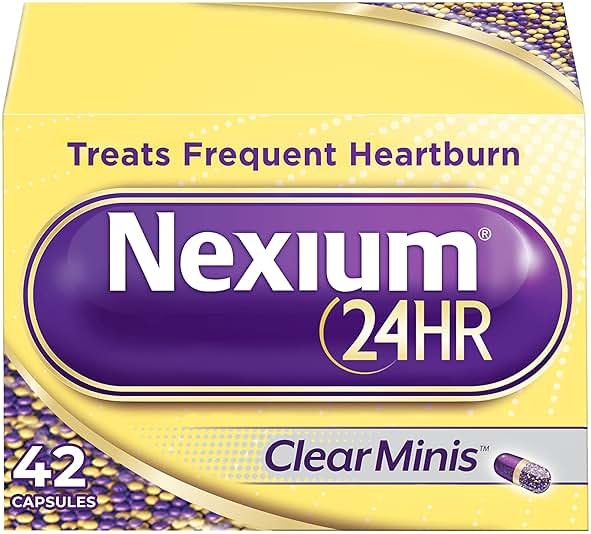 Nexium 24HR ClearMinis Acid Reducer Heartburn Relief Delayed Release Capsules for All-Day and All-Night Protection from Frequent Heartburn, Heartburn Medicine with Esomeprazole Magnesium - 42 Count - Product Image