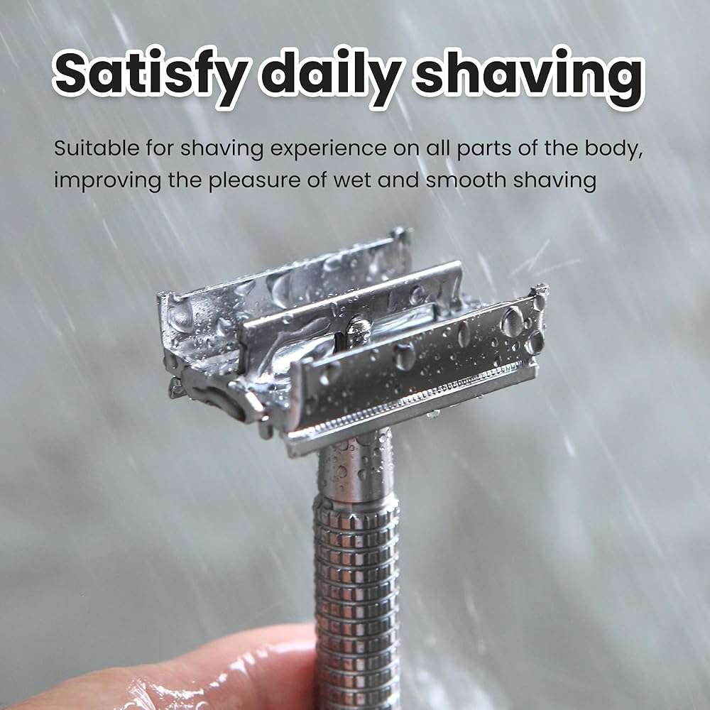 Keropy Metal Safety Razor For Men and Women | 10 Premium Stainless Steel Refill Blades, Butterfly Metal Design, Reusable, Eco-Friendly - Image 4