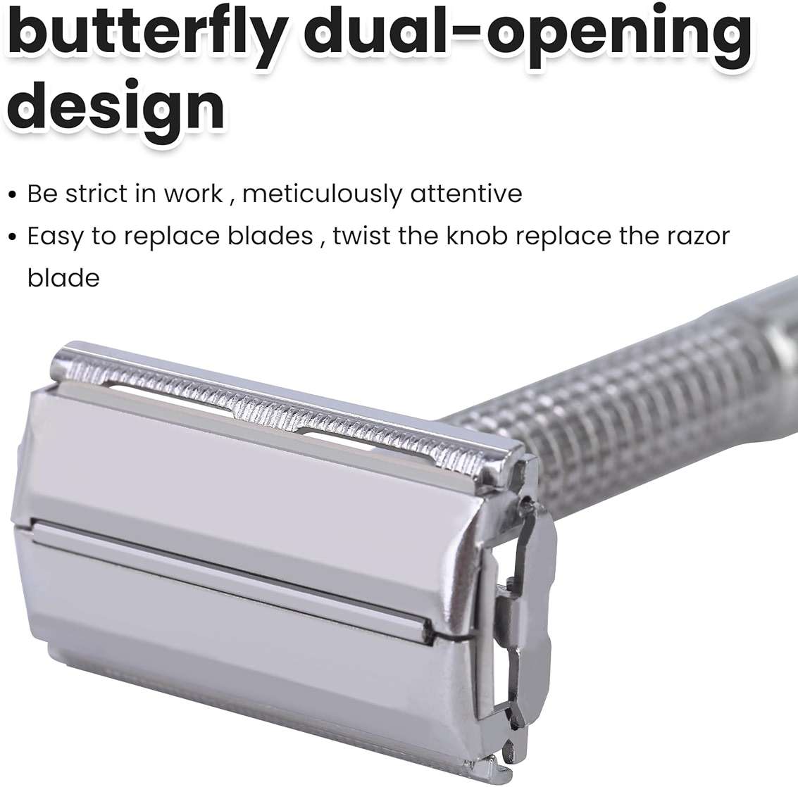 Keropy Metal Safety Razor For Men and Women | 10 Premium Stainless Steel Refill Blades, Butterfly Metal Design, Reusable, Eco-Friendly - Image 5