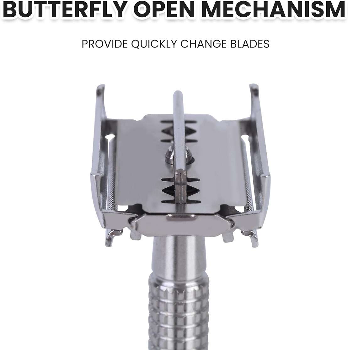 Keropy Metal Safety Razor For Men and Women | 10 Premium Stainless Steel Refill Blades, Butterfly Metal Design, Reusable, Eco-Friendly - Image 6