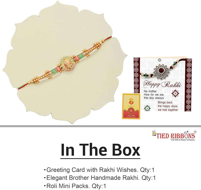TIED RIBBONS Rakhi for Brother with Gift | Roli Tika - Raksha Bandhan Rakhi Bracelet for Brother Rakhi for Bhaiya | Bro Rakhi | Designer Rakhi - Image 8