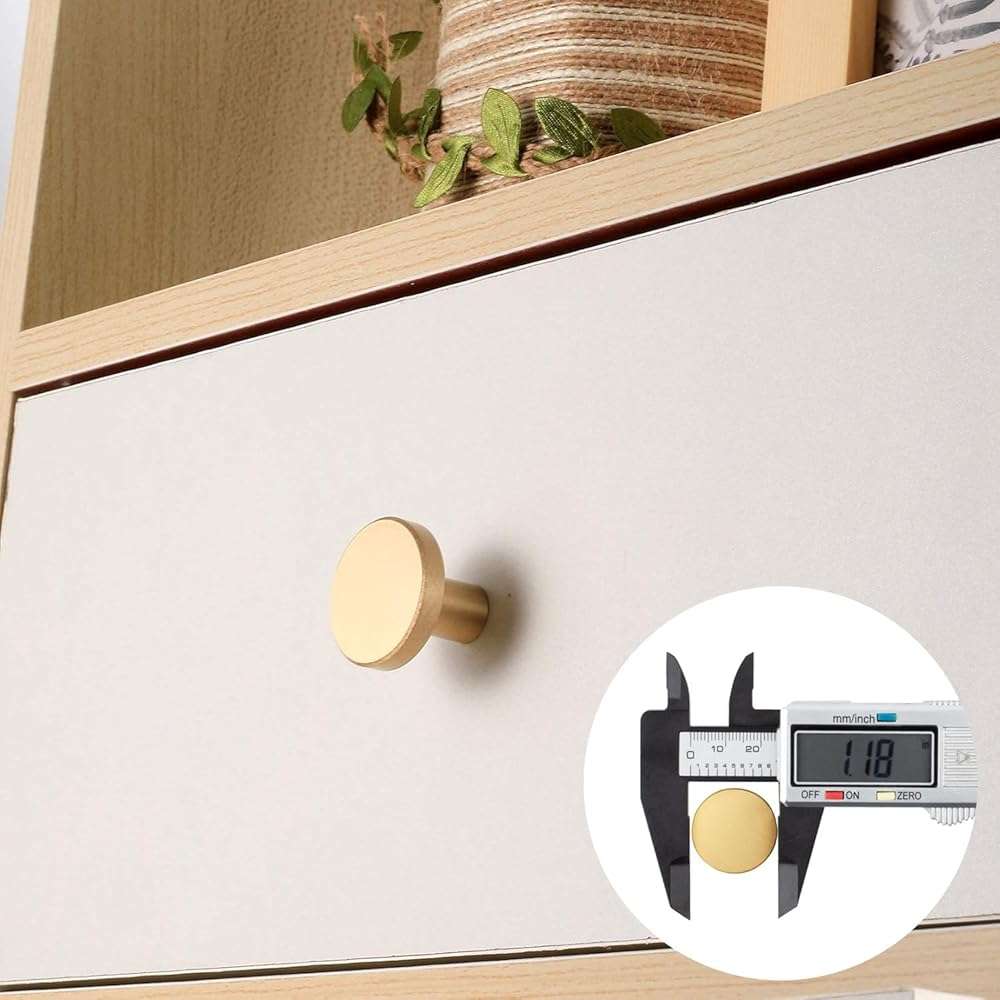 MUZHUPGUZ Gold Cabinet Knobs, 4 Pcs Brushed Brass Round Kitchen Cabinet Hardware Pulls Knobs Gold for Dresser Drawer Cupboard Furniture Closet Wardrobe Door Knobs Handles, with Screwdriver, 20x30 mm - Image 4