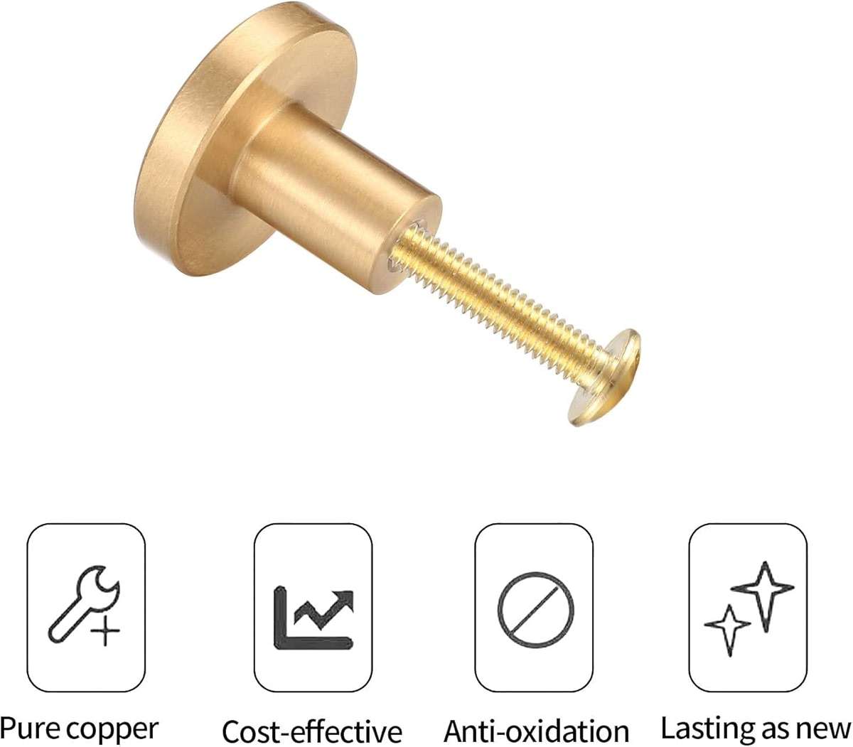 MUZHUPGUZ Gold Cabinet Knobs, 4 Pcs Brushed Brass Round Kitchen Cabinet Hardware Pulls Knobs Gold for Dresser Drawer Cupboard Furniture Closet Wardrobe Door Knobs Handles, with Screwdriver, 20x30 mm - Image 5