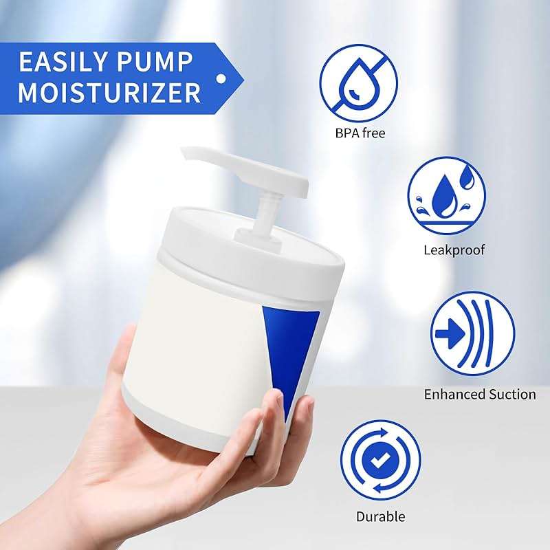 Pump Lid for CeraVe Moisturizing Cream 19oz (2Pcs) Universal Pump for 3.3inch Diameter Mouth, Cream Pump Dispenser Fits for CeraVe 16oz Jars When Cut Tube Short - Image 5