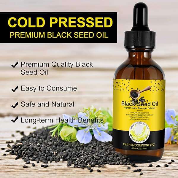 Black Seed Oil Organic Cold Pressed Black Seed Oil 100% Pure Natural Cumin Seed Oil Gluten Free Black Seed Oil Liquid for Hair Growth, Skin Cares - Image 2