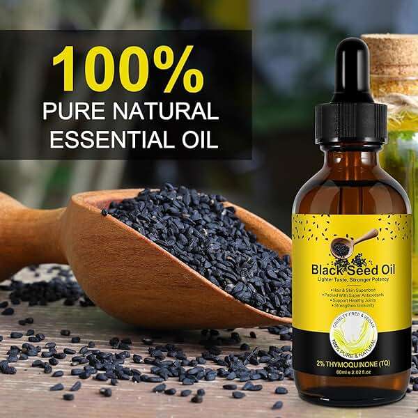 Black Seed Oil Organic Cold Pressed Black Seed Oil 100% Pure Natural Cumin Seed Oil Gluten Free Black Seed Oil Liquid for Hair Growth, Skin Cares - Image 4