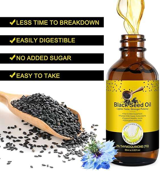 Black Seed Oil Organic Cold Pressed Black Seed Oil 100% Pure Natural Cumin Seed Oil Gluten Free Black Seed Oil Liquid for Hair Growth, Skin Cares - Image 5