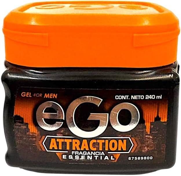 EGo Hair GEL For MEN ATTRACTION Fragancia Essencial - 240 ml - 8.11 FlOz - GEL EGO para Hombres - Look Perfecto y con Fragancia Masculina - Producto Colombiano, Transparent - Product Image