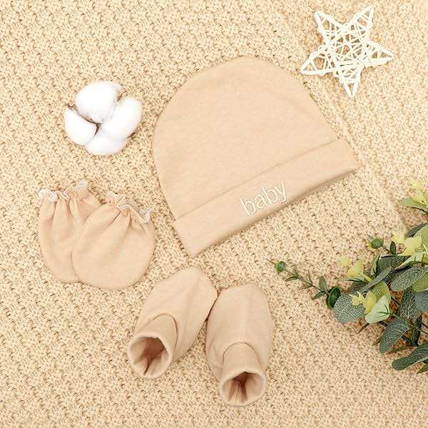 Newborn Baby Hats Mittens and Socks Set Cotton Infant Beanie Cap Socks Mittens for Newborn Baby Boy Girl 0-6 Month - Image 7