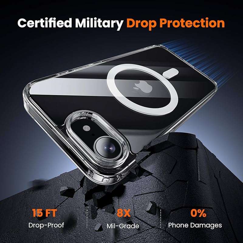 toushion 3 in 1 for iPhone 16E Case Clear/iPhone 17E Case, Not Yellowing, Screen Protector*2, Military-Grade Protection for iPhone 16e & 17e Case 6.1 inch Clear - Image 3