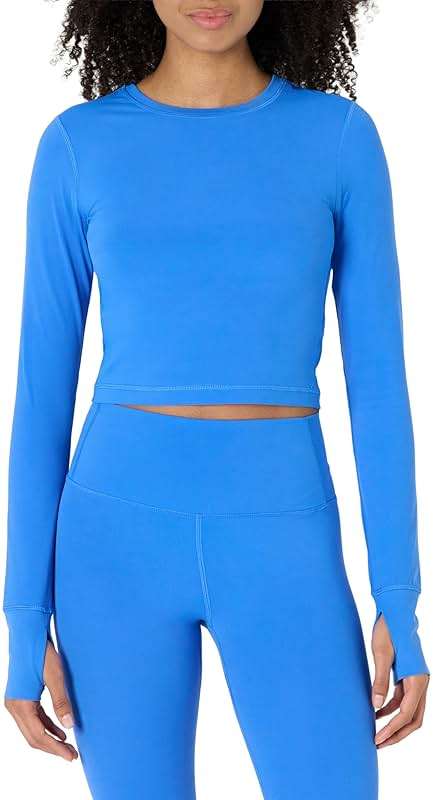 Amazon Essentials Women's Active FormFlex Buttery Soft Slim Fit Crop Layering Workout Top - Image 1