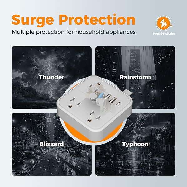 TESSAN Ultra Thin Flat Extension Cord 5 FT, Slim Power Strip with USB Ports (1 USB C), Surge Protector Flat Plug Wall Charger with 3 Outlets for Office, School, Dorm Room Essentials, White - Image 4
