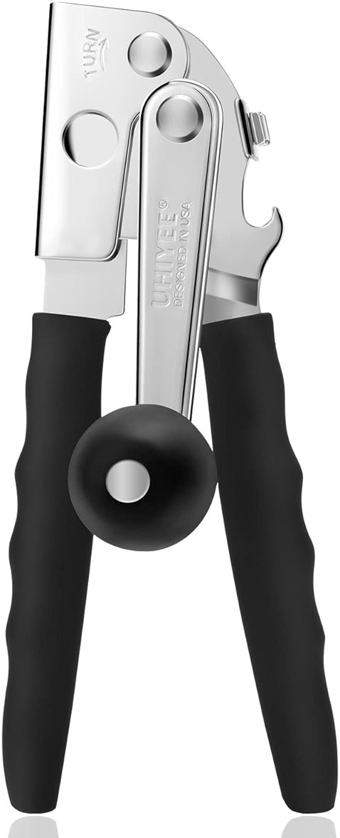 Commercial Can Opener, UHIYEE Hand Crank Can Opener Manual Heavy Duty with Comfortable Extra-long Handles, Oversized Knob, Large Handheld Can Open Easy for Big Cans, Black - Product Image