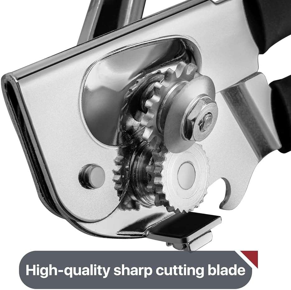 Commercial Can Opener, UHIYEE Hand Crank Can Opener Manual Heavy Duty with Comfortable Extra-long Handles, Oversized Knob, Large Handheld Can Open Easy for Big Cans, Black - Image 4