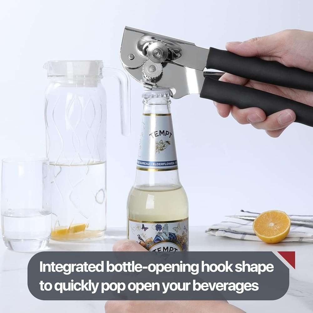 Commercial Can Opener, UHIYEE Hand Crank Can Opener Manual Heavy Duty with Comfortable Extra-long Handles, Oversized Knob, Large Handheld Can Open Easy for Big Cans, Black - Image 7