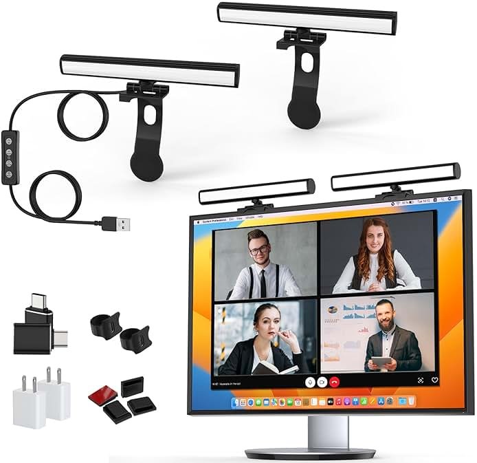 Video Conference Lighting, Monitor Light Bar, Eye-Caring Computer Light, Screen Light Bar,Webcam Streaming Lights, Zoom Lighting for Computer, Replaces Ring Light for Zoom Meetings - Product Image