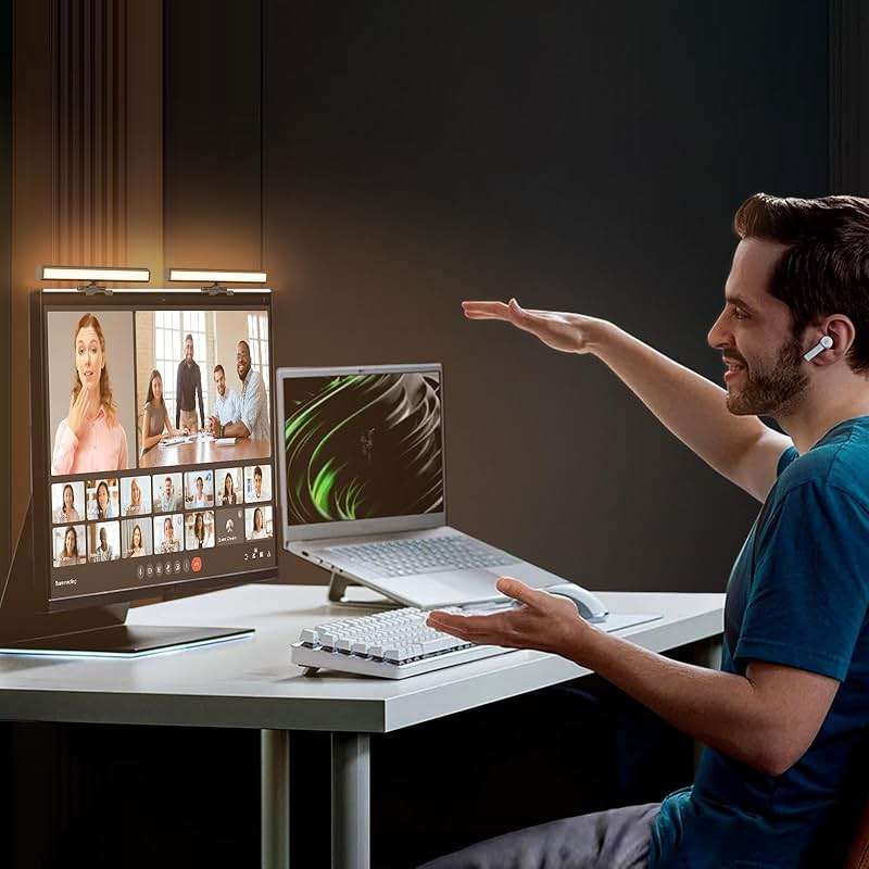 Video Conference Lighting, Monitor Light Bar, Eye-Caring Computer Light, Screen Light Bar,Webcam Streaming Lights, Zoom Lighting for Computer, Replaces Ring Light for Zoom Meetings - Image 2