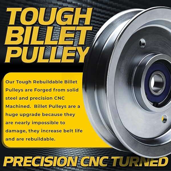 BIGBearing Solid Steel Billet Idler Pulley Seamless Rebuildable 6.25" Exmark Toro 126-9196 116-4668 Lazer Z AS 103-8743 132-9425 Z Master Tensioner Zero Turn Radius Lawn Mower Stand-On 14757 280-708 - Image 2