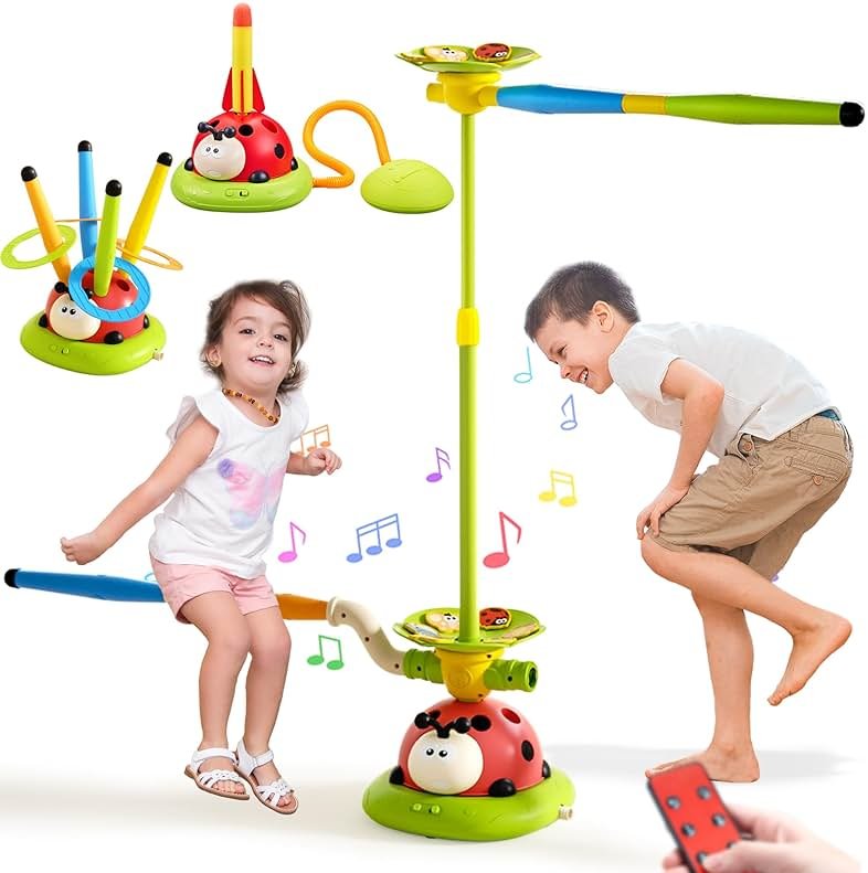 Pobaiyi 5 in 1 Musical Jump Toys, Toss Ring Game Stomping Launch Rocket Launcher for Kids, Obstacle Avoidance & Jump Squating Toy Games Remote Control Outdoor & Indoor Toys for Ages 4-8 8-13 - Product Image