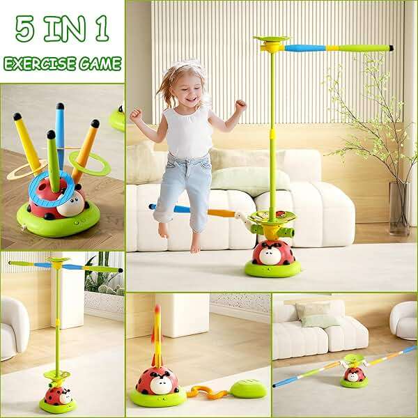 Pobaiyi 5 in 1 Musical Jump Toys, Toss Ring Game Stomping Launch Rocket Launcher for Kids, Obstacle Avoidance & Jump Squating Toy Games Remote Control Outdoor & Indoor Toys for Ages 4-8 8-13 - Image 3
