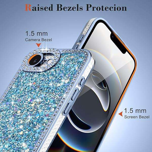 Lafunda for iPhone 17e/16e Case Glitter, Luxury Shiny Bling Sparkly Phone Cover with Crystal Diamonds Rhinestone for Women Girls Soft TPU Shockproof Protective Phone Case for iPhone 16e/17e, Blue - Image 4