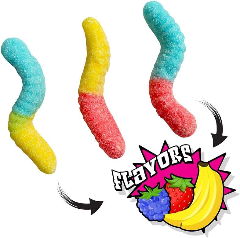 Dooboe Full Size Sour Gummy Worms Bulk Pack - 40 Packs (30 Gram Peg Bags) - Sour Squirmers Individually Wrapped for Kids and Adults, Parties, School, Pinata - Image 7