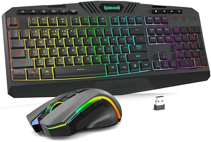Redragon S101M-KS Gaming Keyboard and Mouse Wireless with Tri-Mode, RGB Keyboard and 4800 DPI Gaming Mouse, 10 Independent Multimedia Keys for Wins, PC, Computer, Wireless S101 Ideal for Gamer - Image 1