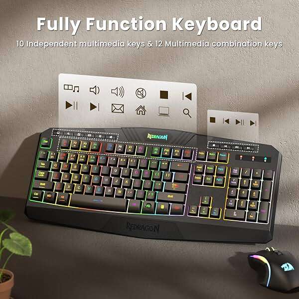 Redragon S101M-KS Gaming Keyboard and Mouse Wireless with Tri-Mode, RGB Keyboard and 4800 DPI Gaming Mouse, 10 Independent Multimedia Keys for Wins, PC, Computer, Wireless S101 Ideal for Gamer - Image 6