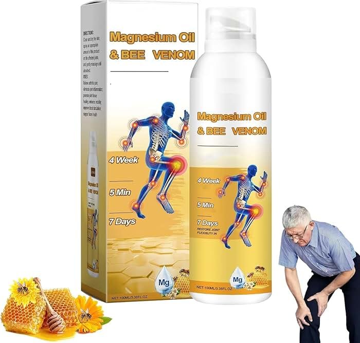 Gaukomzs 60ML Magnesium Oil Bee Venom Joint Spray,Bee Venom Joint and Bone Spray for Back, Knee, Hands, Neck - Product Image