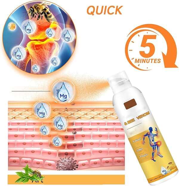 Gaukomzs 60ML Magnesium Oil Bee Venom Joint Spray,Bee Venom Joint and Bone Spray for Back, Knee, Hands, Neck - Image 3