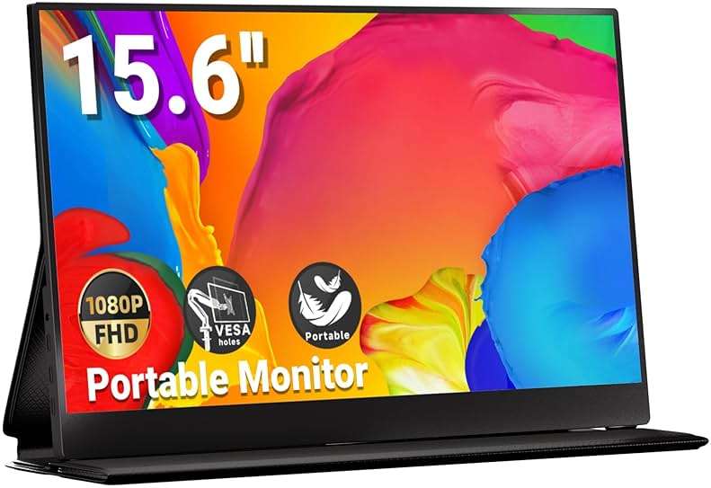 Ingnok Portable Monitor, 15.6inch FHD 1080P Travel Monitor, Ultra-Thin, USB-C Plug&Play, Built-in Speakers, Portable Screen for Laptop, Mac, Switch/PS5, Travel&Office Assistant - Image 1